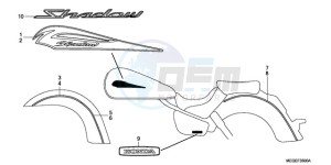 VT750CA9 KO / MK ST drawing EMBLEM/STRIPE (EXCEPT 2U)