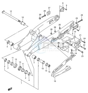 RM125 (E28) drawing REAR SWINGING ARM (MODEL K)