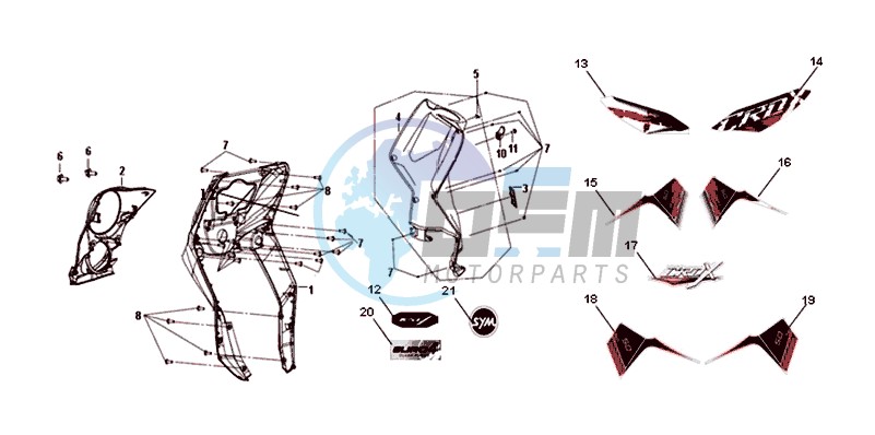 FRONT COWL / INNER LEG SHIELD /  INDICATOR LIGHTS