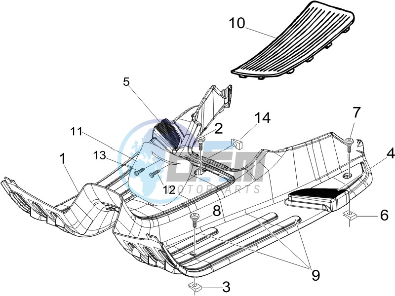 Central cover - Footrests