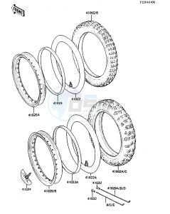 KDX 250 B [KDX250] (B3-B4) [KDX250] drawing WHEELS_TIRES