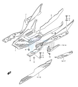 AN400 (E2) Burgman drawing REAR LEG SHIELD