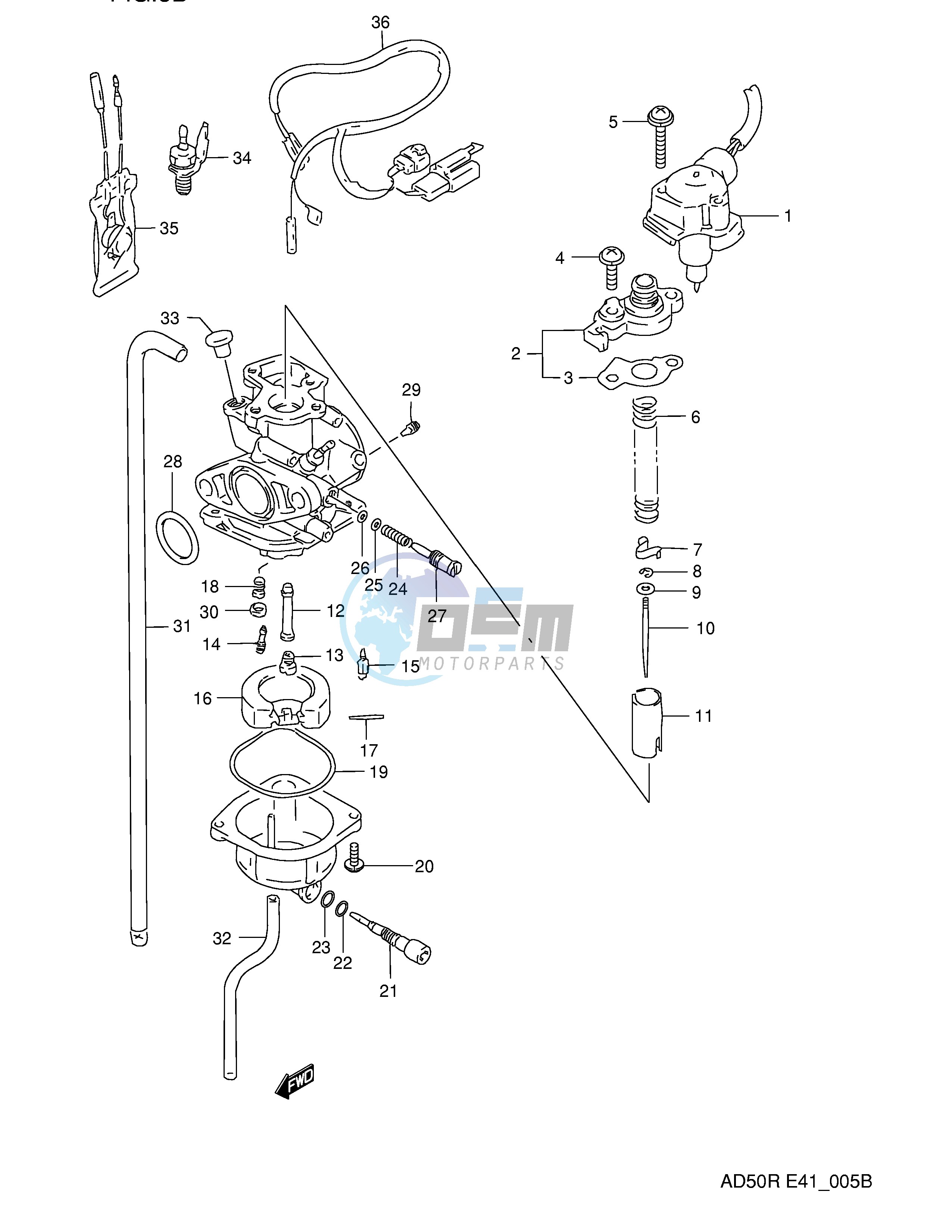 CARBURETOR (MODEL L E41 MODEL K E6 E.NO.211605~)