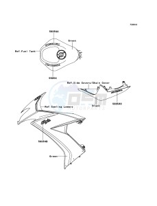 NINJA ZX-10R ZX1000E9F FR GB XX (EU ME A(FRICA) drawing Decals(Green)