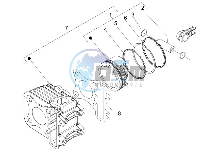 Cylinder - piston - wrist pin unit