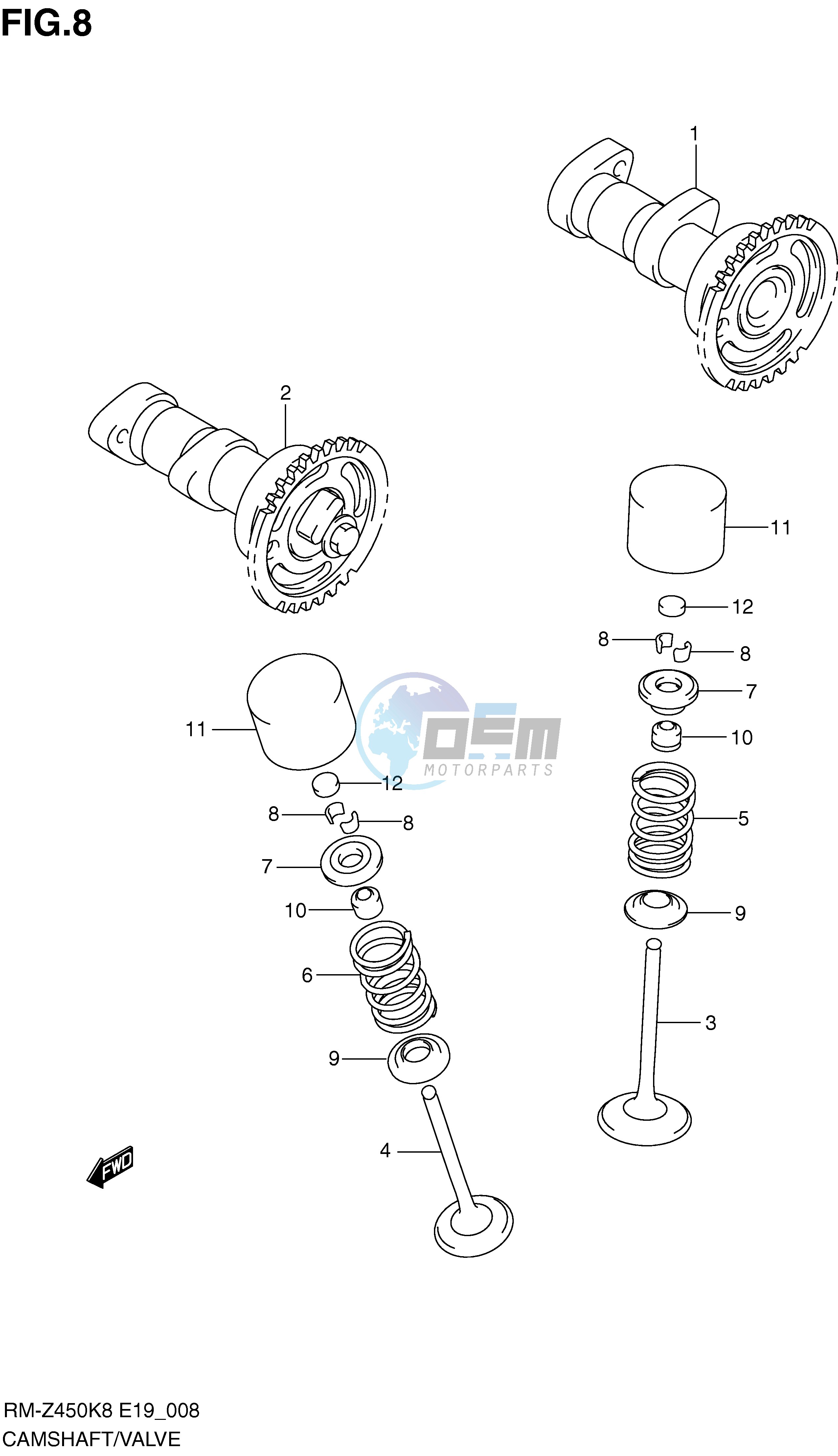 CAMSHAFT - VALVE (RM-Z450K8 K9 L0)