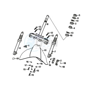 ALLO 50 25KMH (L8 L9) NL EURO4 drawing FRONT FORK / FRONT MUDGUARD / STEERING CROWN