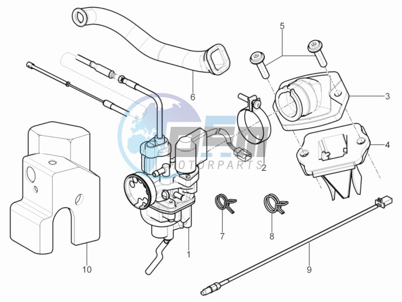 Carburettor assembly - Union pipe