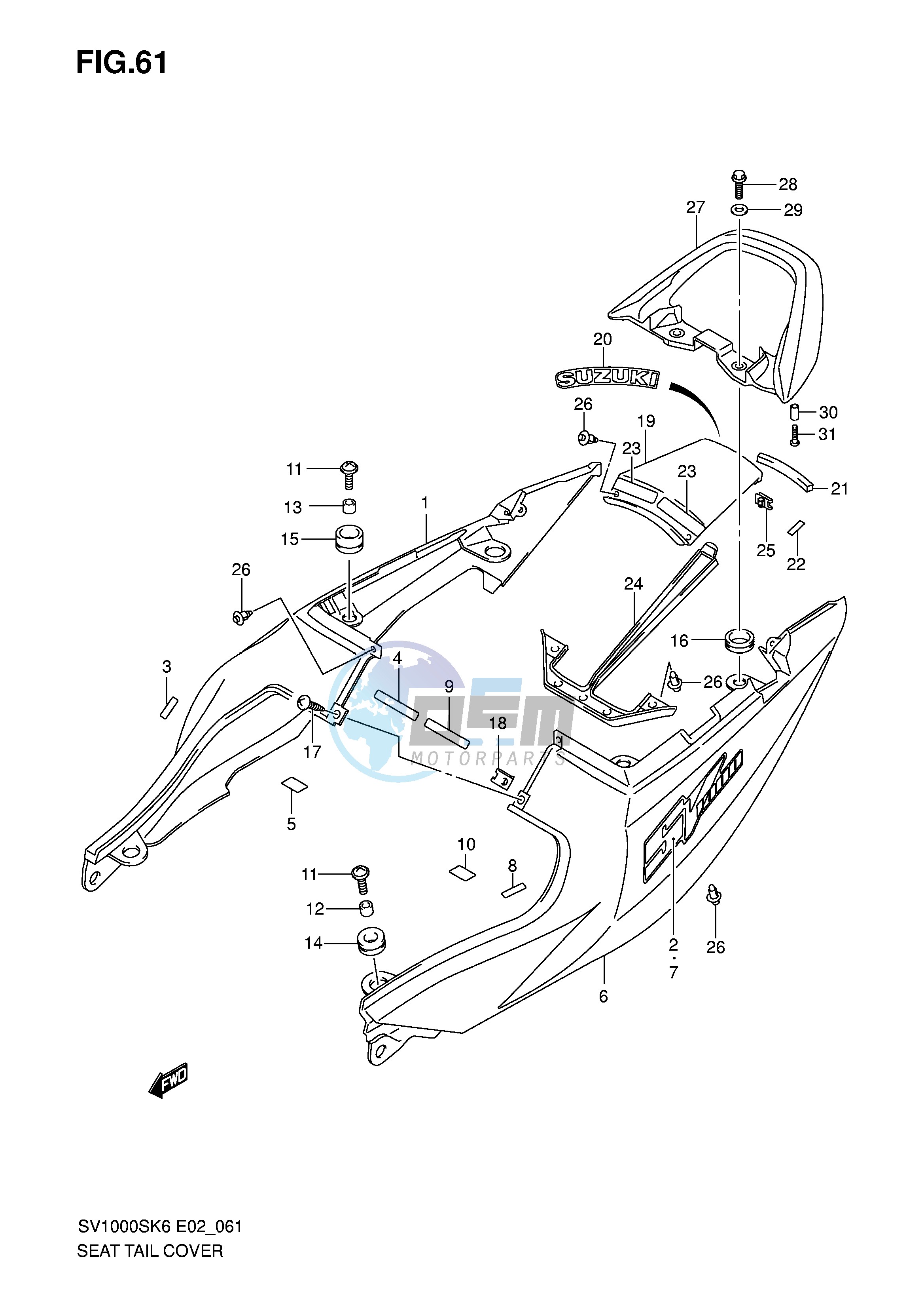 SEAT TAIL COVER (SV1000K6 U1K6 U2K6 K7 U2K7)