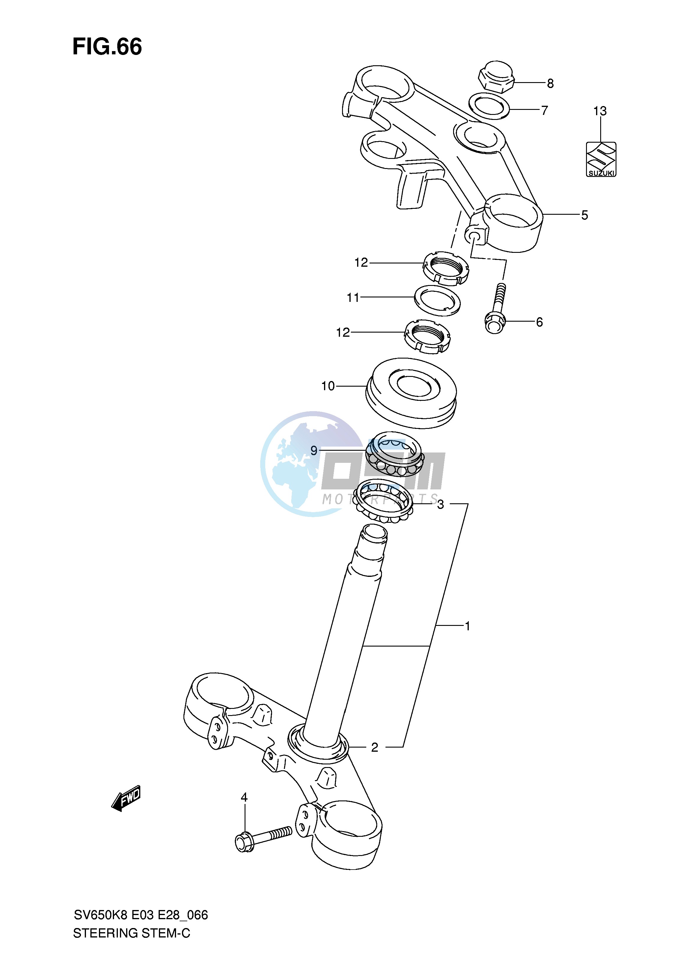 STEERING STEM (SV650SK8 SAK8 SK9 SAK9 SL0 SAL0)