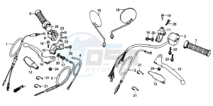 CG125 drawing HANDLE LEVER/CABLE/SWITCH