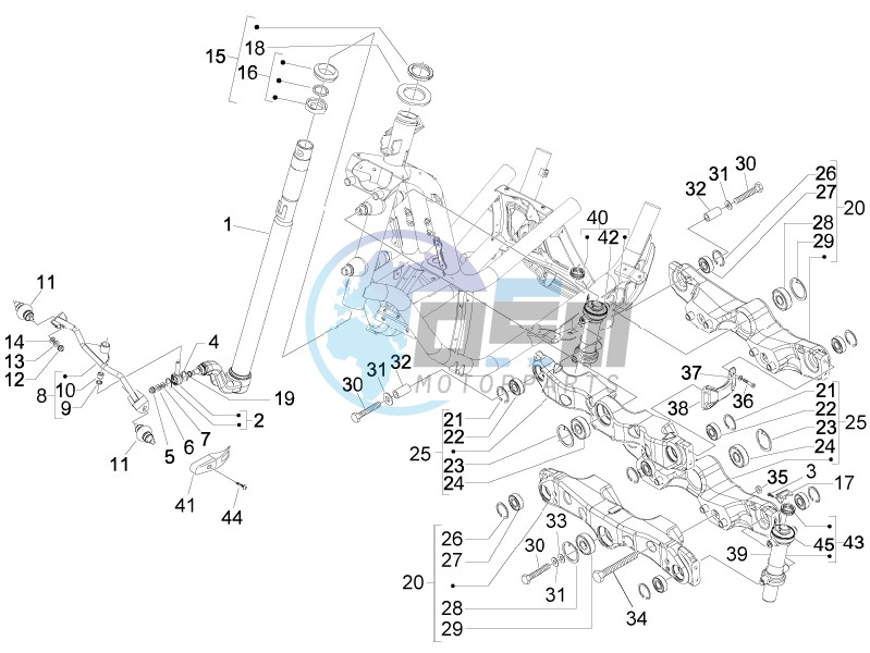 Fork steering tube - Steering bearing unit