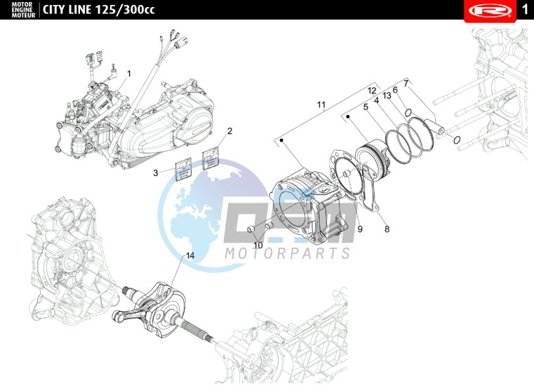 MOTOR COMPLETE - CILINDER - CRANKSHAFT  125cc