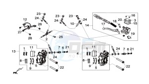 MAXSYM 600I ABS drawing BRAKE CALIPER / BRAKE LEVER / BRAKE LINES