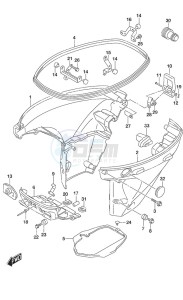 DF 30A drawing Side Cover Tiller Handle w/Power Tilt