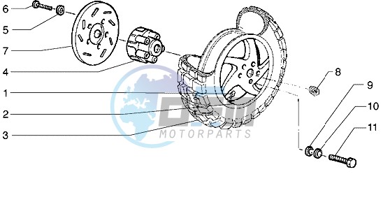 Rear wheel (Vehicle with rear hub brake)