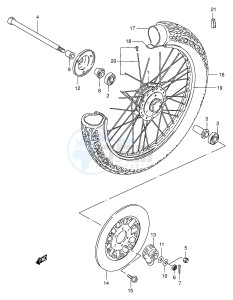 GN250 (E2) drawing FRONT WHEEL (GN250T W X Y)