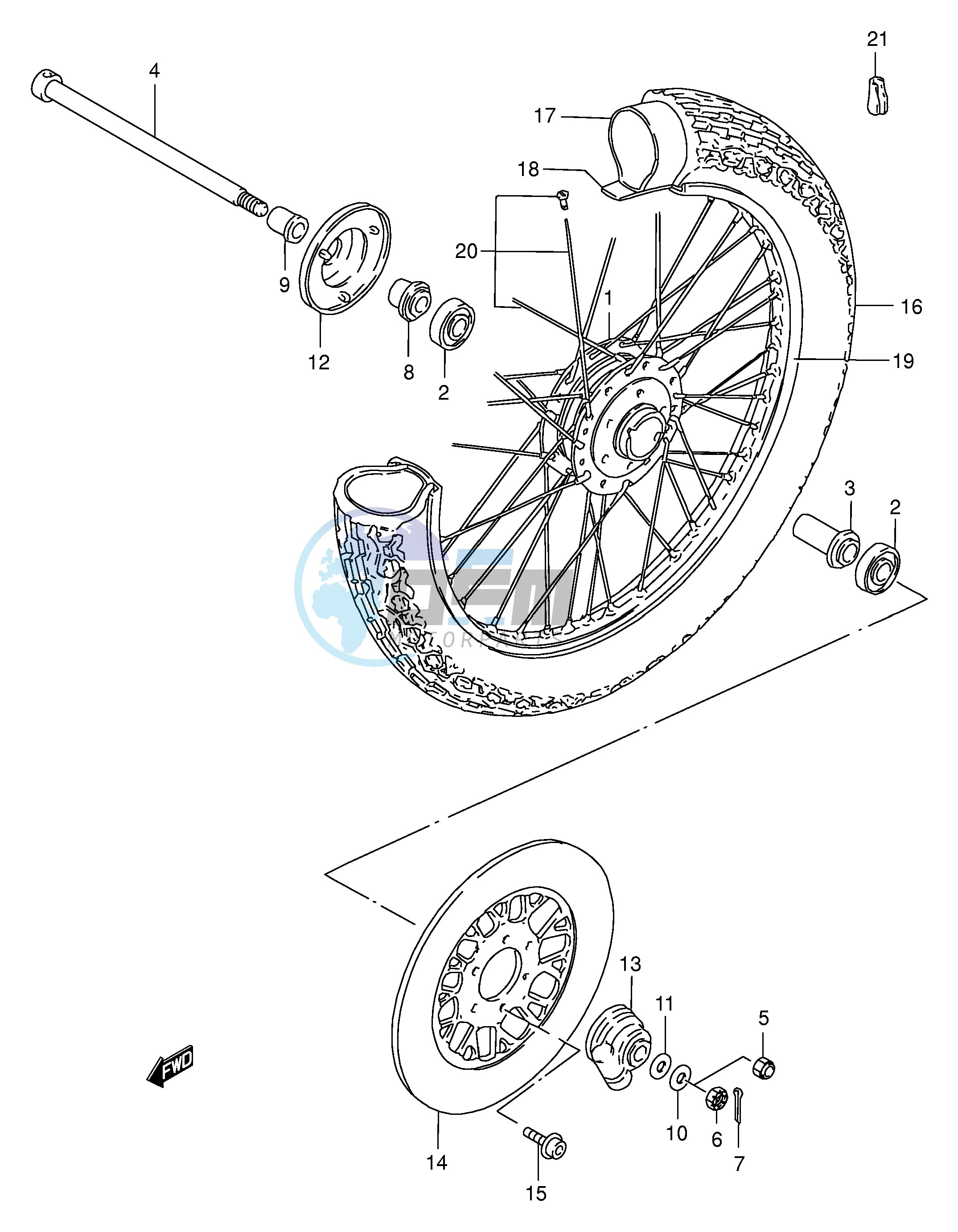 FRONT WHEEL (GN250T W X Y)