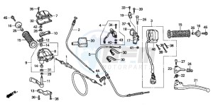 TRX500FA FOURTRAX FOREMAN drawing HANDLE LEVER/SWITCH/CABLE (TRX500FA1/2/3/4)