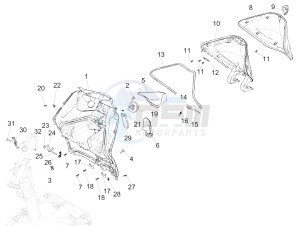 LIBERTY 150 150 IGET 4T 3V IE ABS (NAFTA) drawing Front glove-box - Knee-guard panel