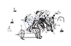 SYMPHONY ST 125 (L8) EU drawing FRONT COWL / INNER LEG SHIELD /  INDICATOR