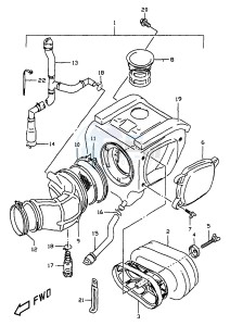 DR350 (V-W-X) drawing AIR CLEANER