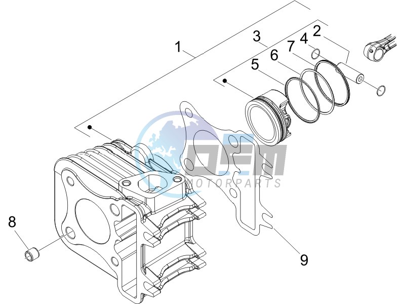 Cylinder-piston-wrist pin unit