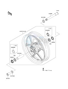 ZX 600 P [NINJA ZX-6R] (7F-8FA) P7F drawing FRONT WHEEL