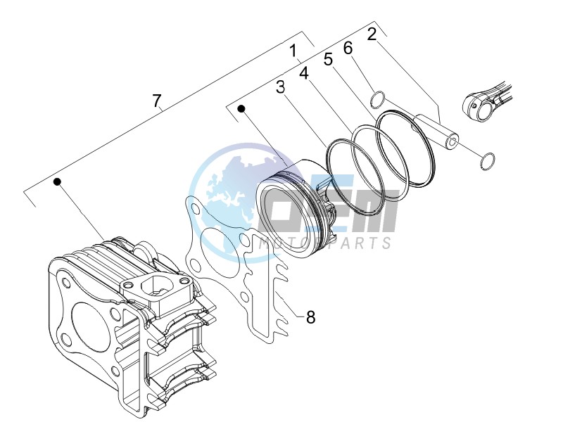 Cylinder - piston - wrist pin unit