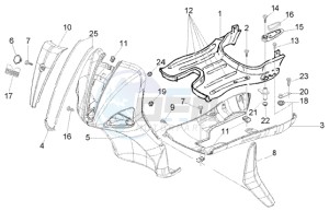 Liberty 125 Leader RST drawing Front shield - foot board - spoiler