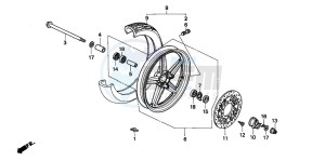 CB250 drawing FRONT WHEEL (2)