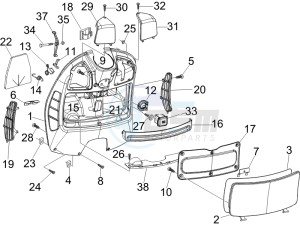 GTS 125 4T E3 drawing Front glovebox - Knee-guard panel