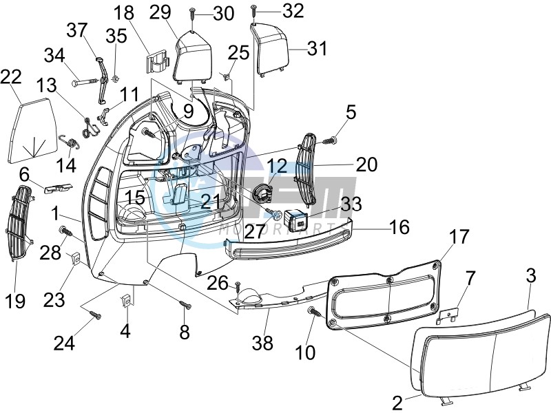 Front glovebox - Knee-guard panel