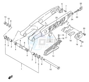 RM250 (E3-E28) drawing REAR SWINGING ARM (MODEL V)