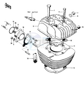 F9 A (-A) 350 drawing CYLINDER HEAD_CYLINDER -- 72-73 F9_F9-A 350- -