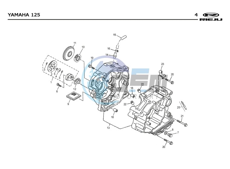 CRANKSHAFT CARTER  Yamaha 125 4t Euro 2