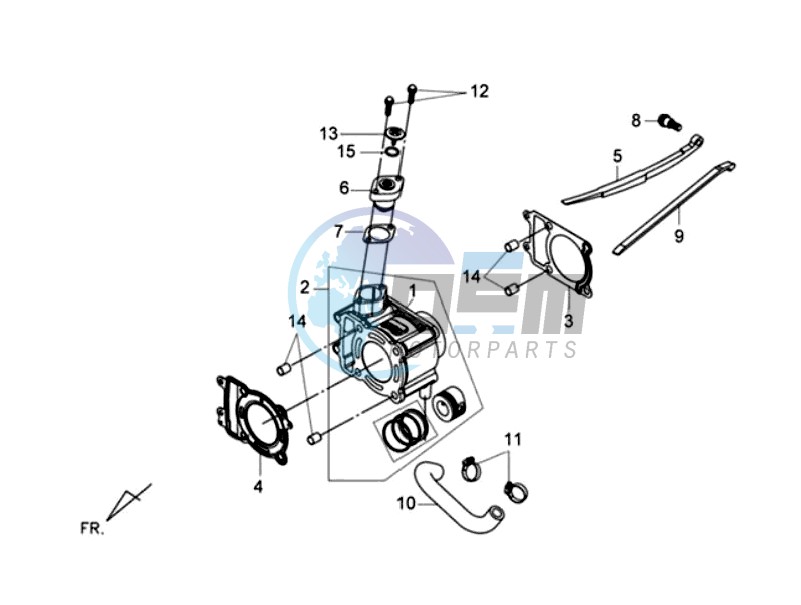 CYLINDER MET PISTON / CYLINDER GASKETS TOP AND BOTTOM