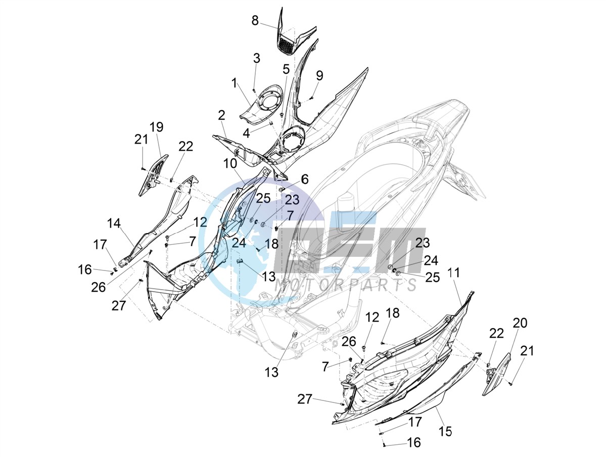 Central cover - Footrests