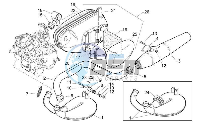 Exhaust pipe-Air filter house