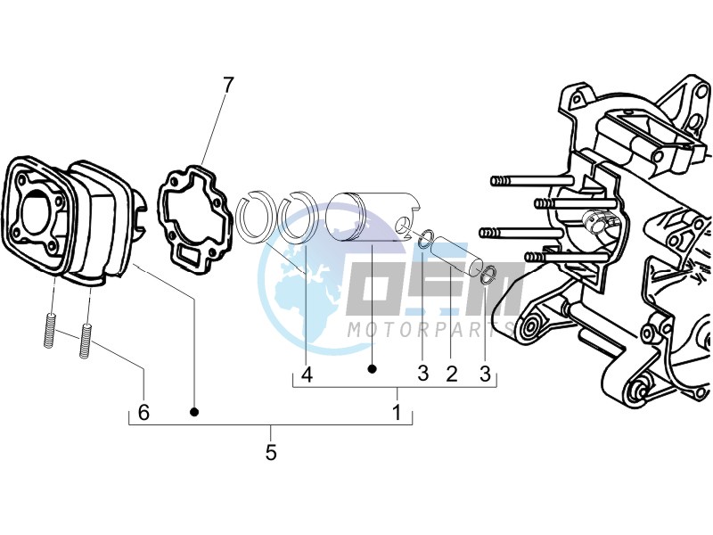 Cylinder-piston-wrist pin unit