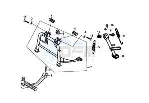 FIDDLE II 125 drawing CENTRAL STAND / SIDE STAND / KICKSTARTER PEDAL