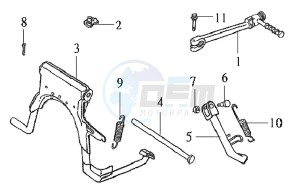 DD50 25KMH drawing CENTRAL STAND / SIDE STAND / KICKSTARTER PEDAL