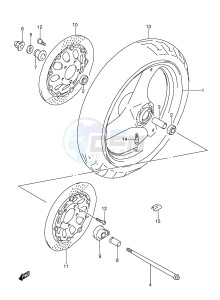 GSX600F (E2) Katana drawing FRONT WHEEL (MODEL K L M N P R S T)