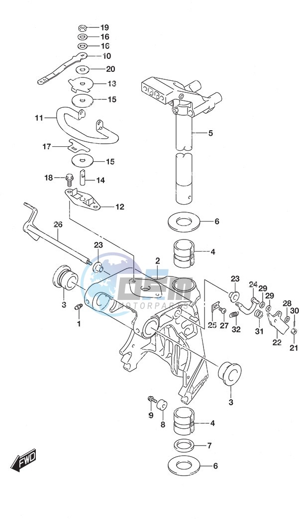 Swivel Bracket Tiller Handle w/Power Tilt