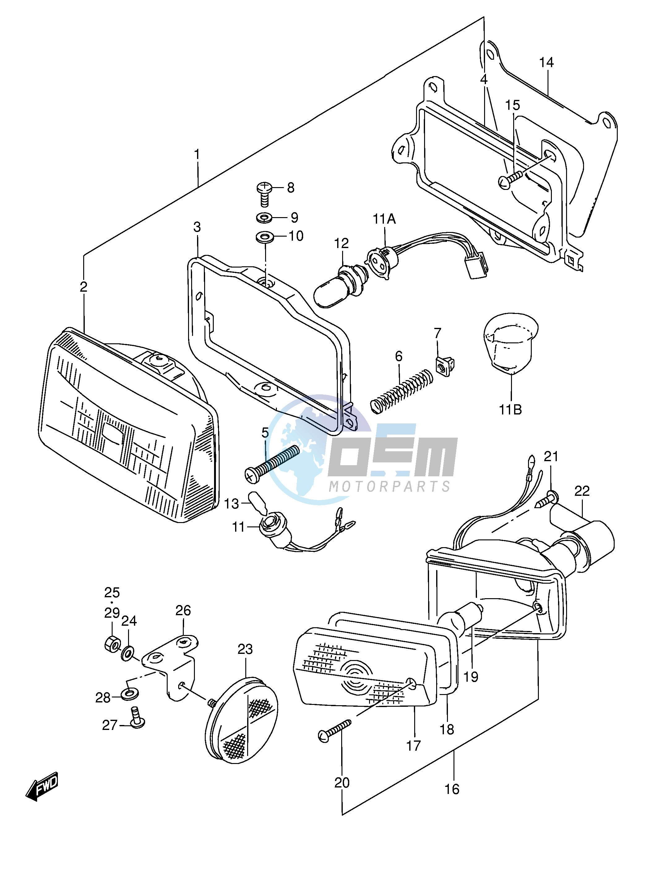 HEADLAMP - FRONT TURNSIGNAL (E2,E4,E21,E24)