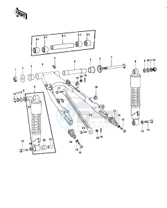 KZ 750 B (B1-B4) drawing SWING ARM_SHOCK ABSORBERS