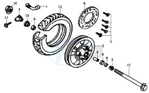 JOYRIDE 125 E2 drawing FRONT WHEEL / BRAKE DISC