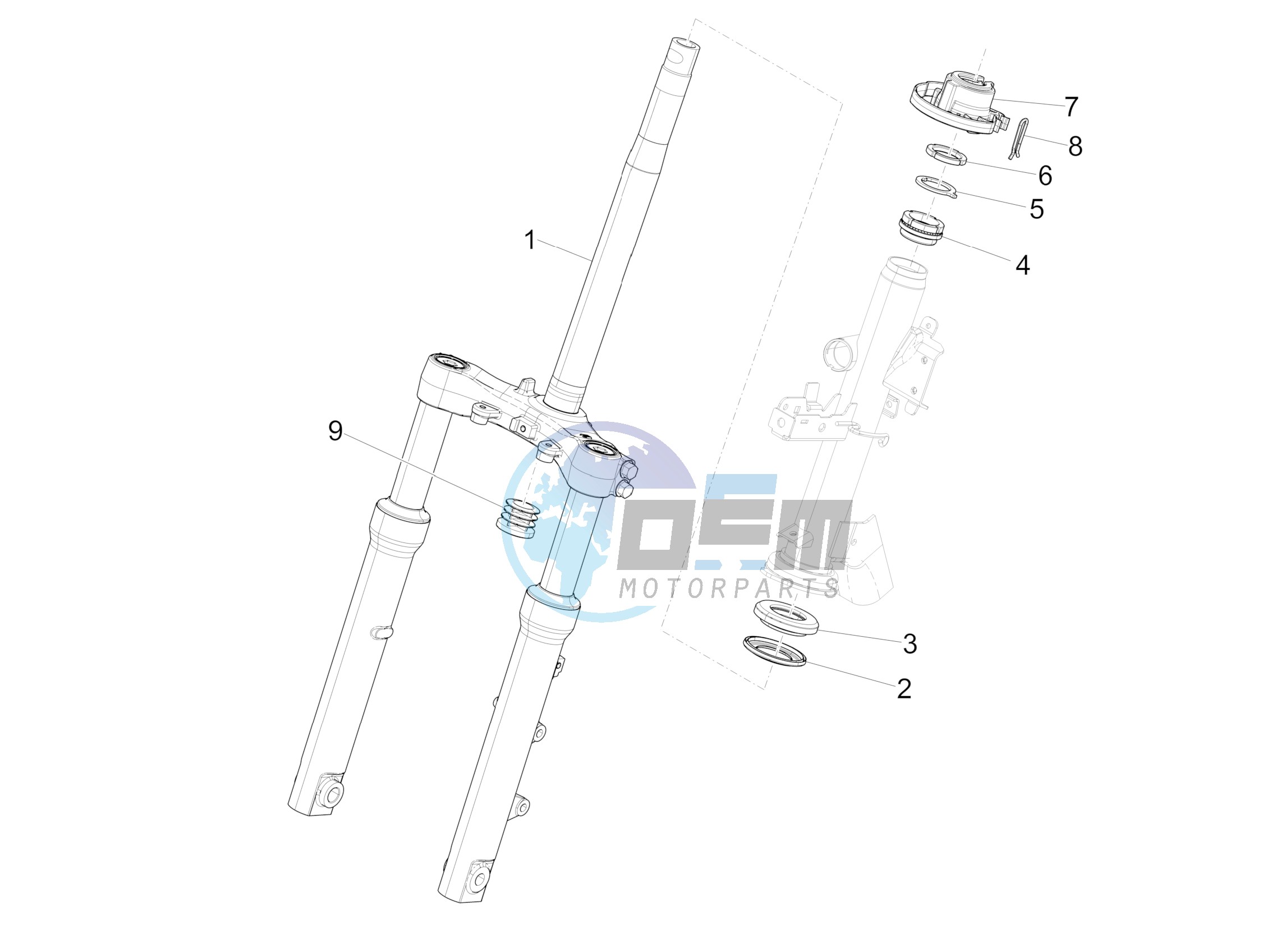 Fork/steering tube - Steering bearing unit