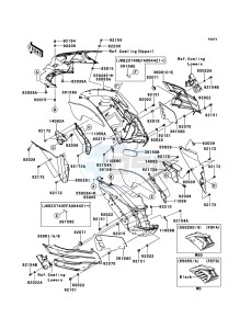 ZZR1400_ABS ZX1400FDFA FR GB XX (EU ME A(FRICA) drawing Cowling(Center)