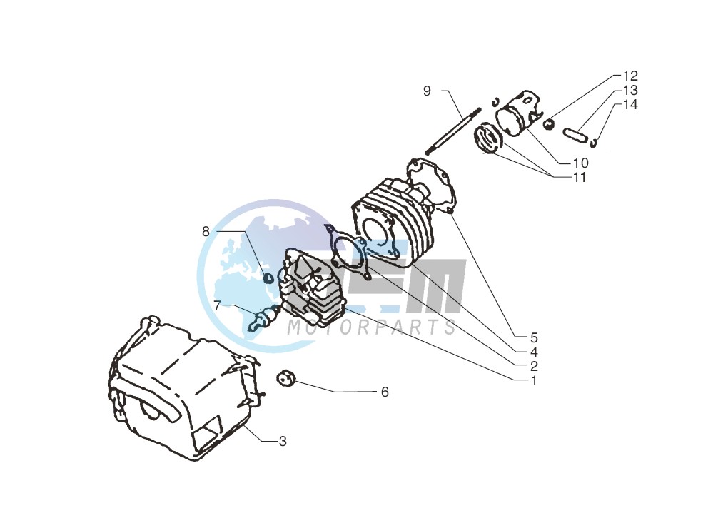 Cylinder-piston-wrist pin assy.